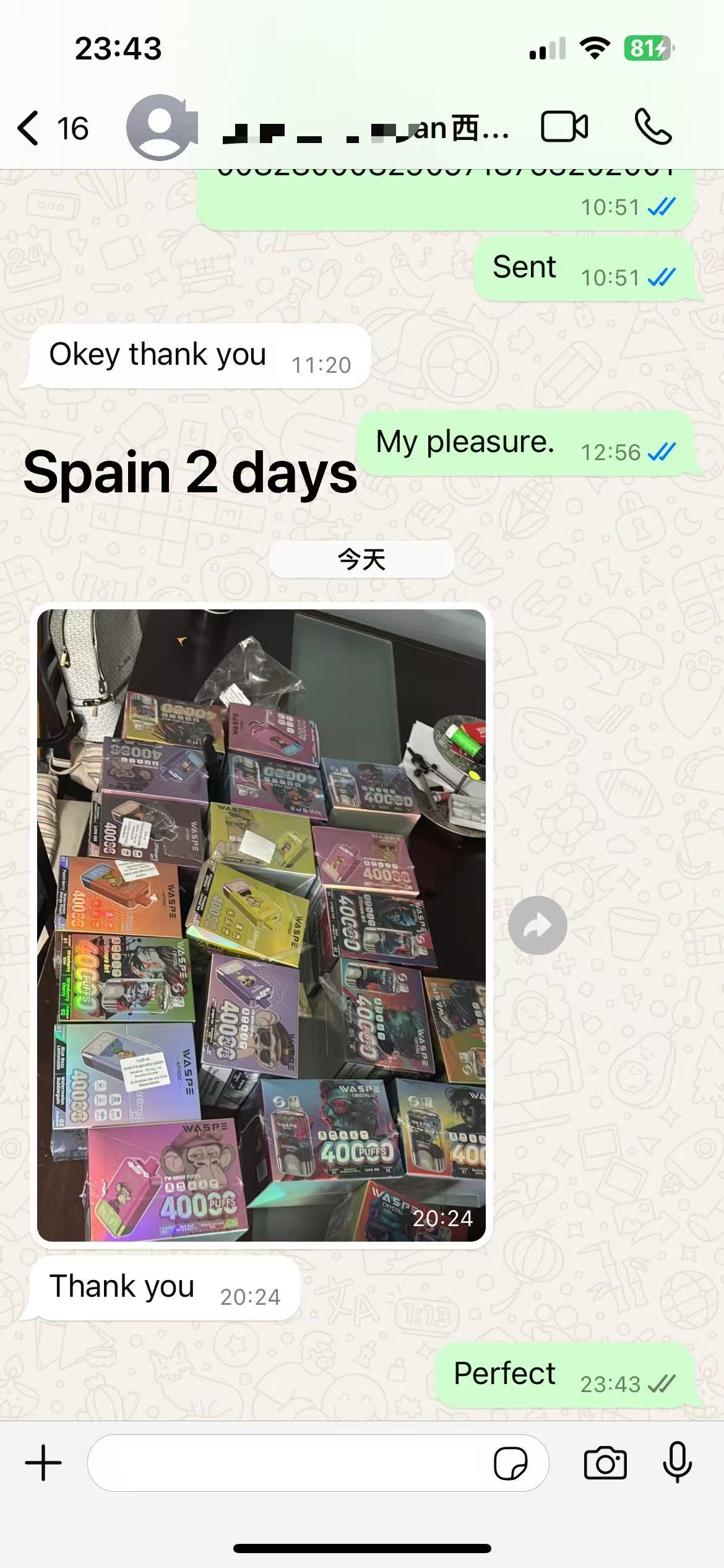 Spain customer delivery - Waspe 40K (assorted)