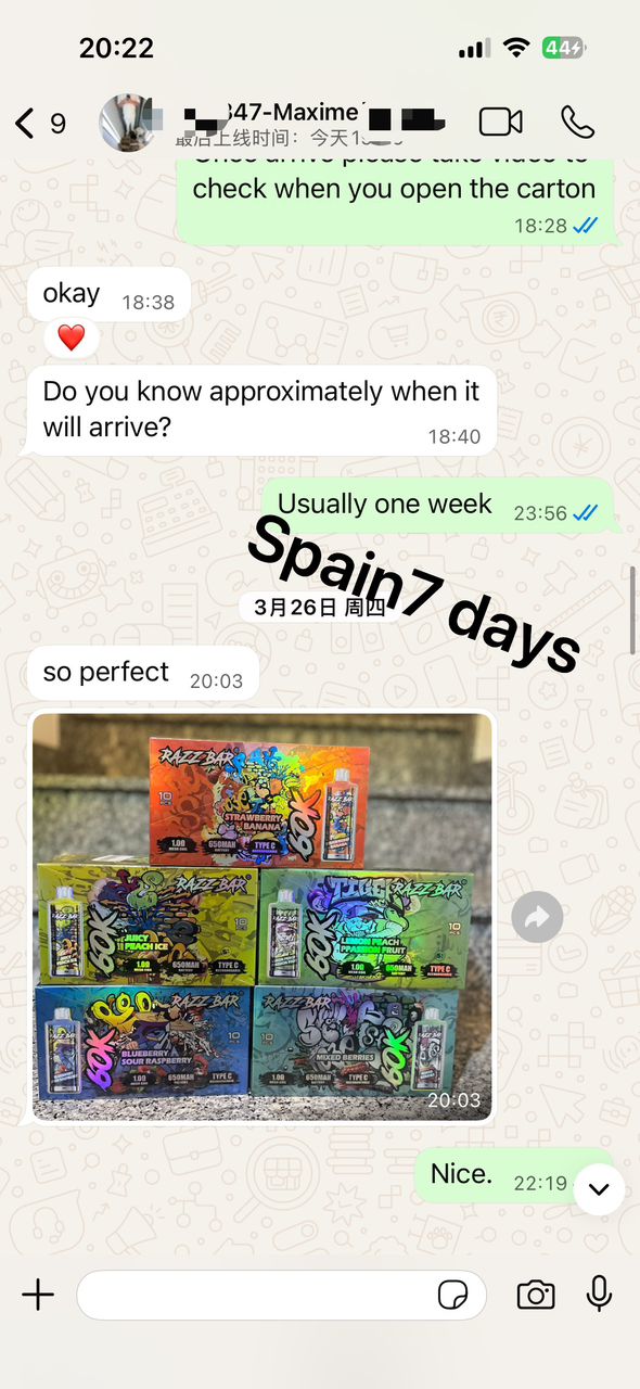 Spain customer delivery - Razzbar 60K (multiple flavors)