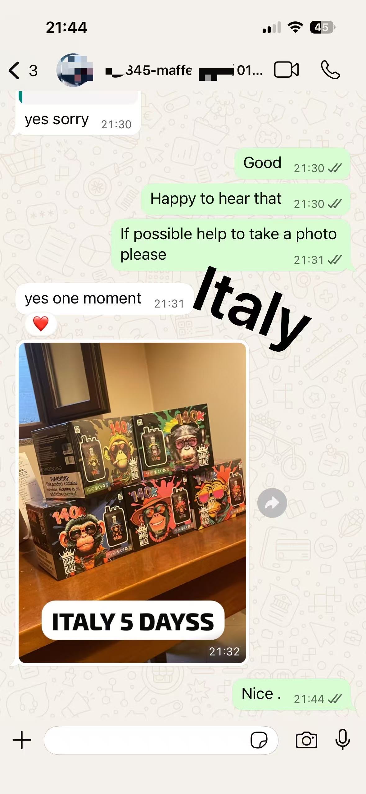 Italy customer delivery - Bang Blaze 140K